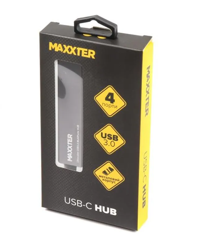 Концентратор USB Type-C Maxxter 4хUSB3.0 Dark Grey (HU3C-4P-02) - мініатюра 3