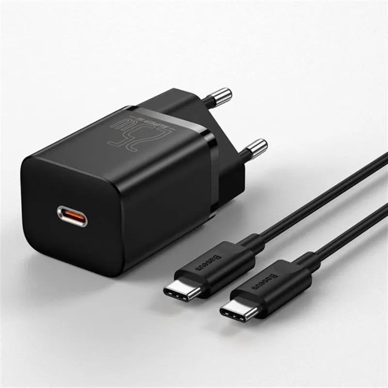 Мережевий зарядний пристрій Baseus Super Si Quick Charger 1C (1USB-C) 25W Black (TZCCSUP-L01) + кабель Type-C - мініатюра 5