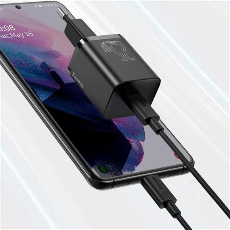 Мережевий зарядний пристрій Baseus Super Si Quick Charger 1C (1USB-C) 25W Black (TZCCSUP-L01) + кабель Type-C - мініатюра 6
