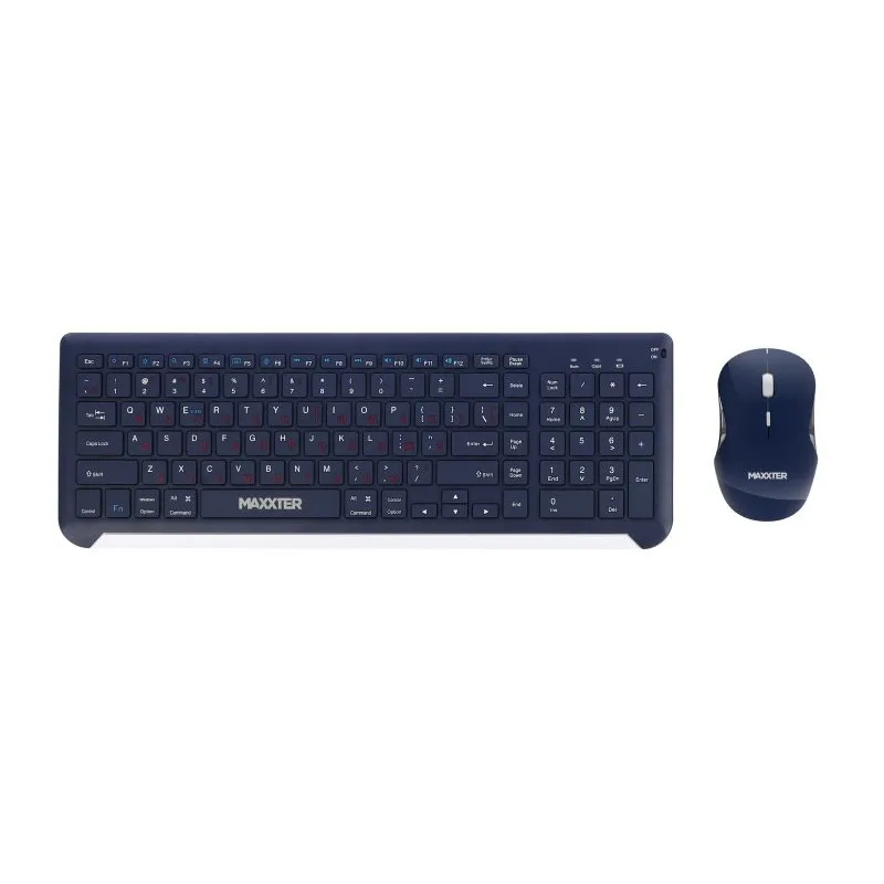 Комплект (клавіатура, миша) бездротовий Maxxter KMS-WCM-01BL-UA Dark Blue - зображення 1