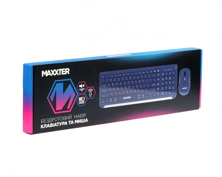 Комплект (клавіатура, миша) бездротовий Maxxter KMS-WCM-01BL-UA Dark Blue - мініатюра 5