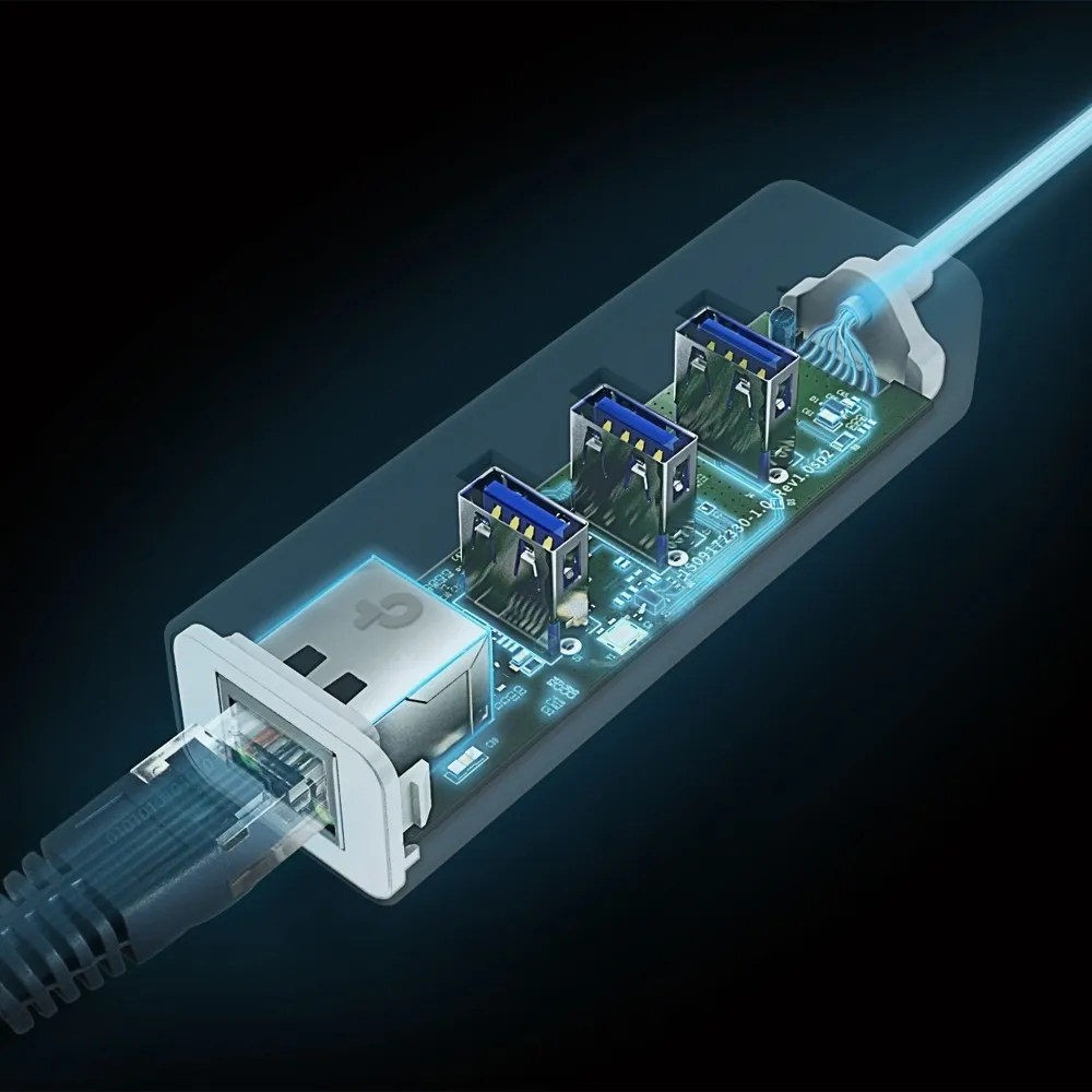 Мережевий адаптер TP-Link UE330C (USB-C 3.0, 10/100/1000Mbps, 3xUSB 3.0 HUB) - мініатюра 3