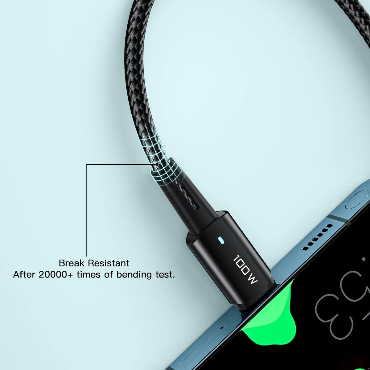 Кабель Essager Sunset USB Type-C - USB Type-C (M/M), 100W, 1 м Black (EXCTT1-CG01) - мініатюра 6
