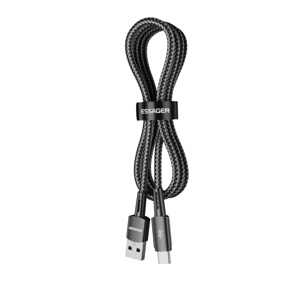 Кабель Essager Sunset USB - USB Type-C (M/M), 120W, 1 м Black (EXC120-CG01-P) - мініатюра 3