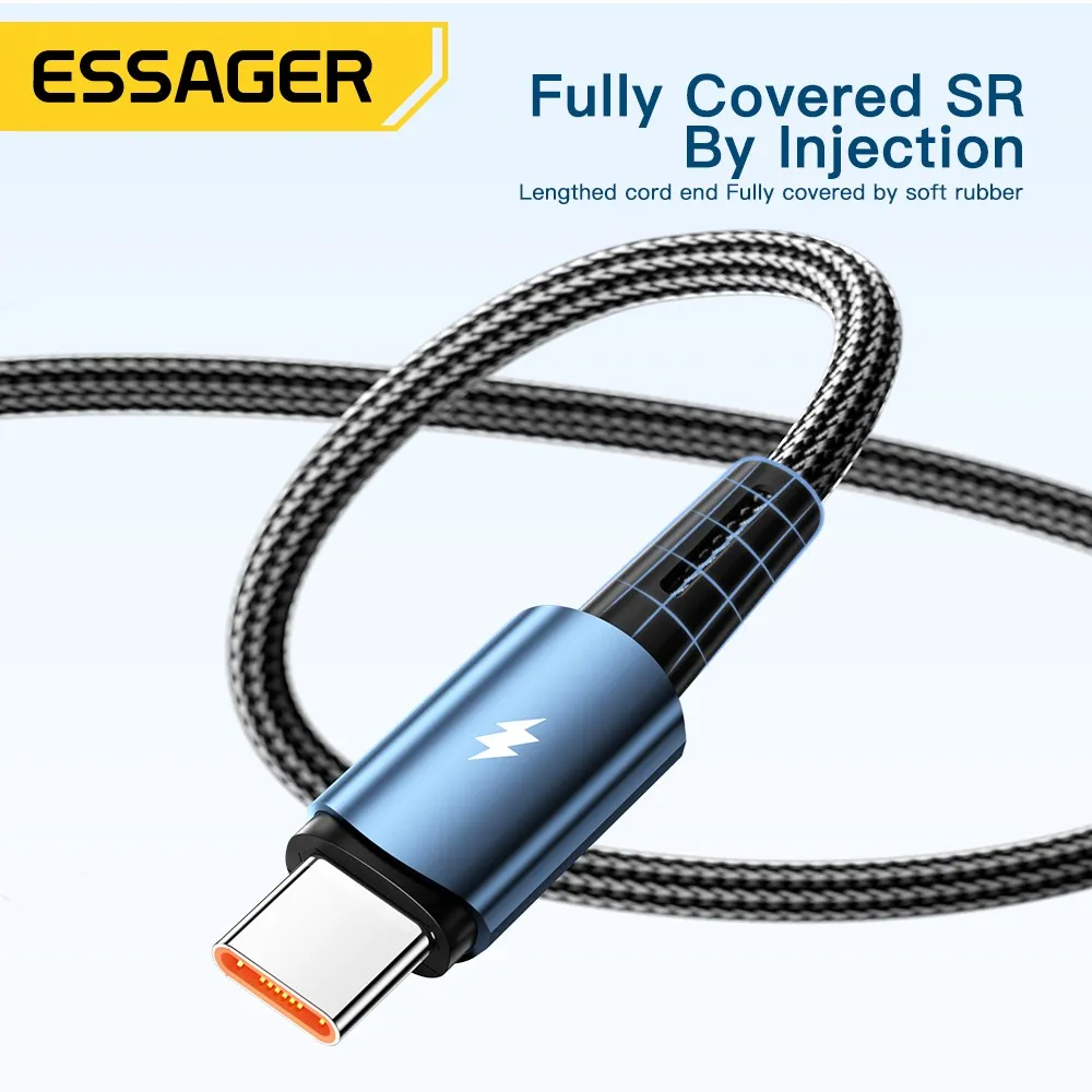 Кабель Essager Sunset USB - USB Type-C (M/M), 120W, 1 м Black (EXC120-CG01-P) - мініатюра 7