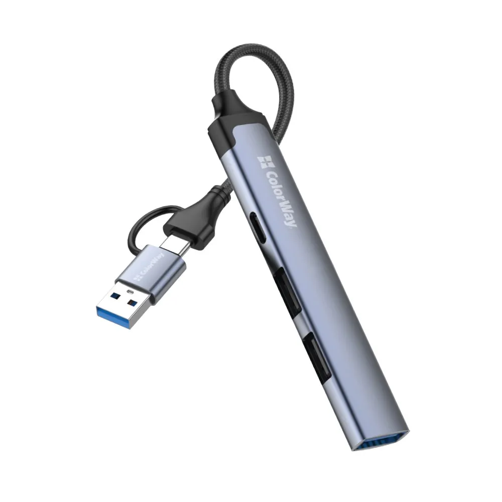 USB хаб СolorWay USB-A/USB-C 4-в-1 USB2.0х2/USB3.0/USB-C2.0 - мініатюра 2