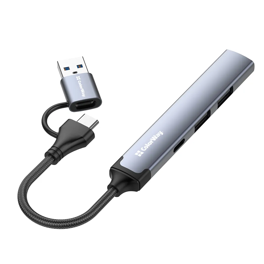 USB хаб СolorWay USB-A/USB-C 4-в-1 USB2.0х2/USB3.0/USB-C2.0 - мініатюра 4