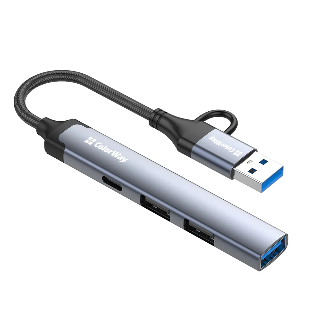 USB хаб СolorWay USB-A/USB-C 4-в-1 USB2.0х2/USB3.0/USB-C2.0 - мініатюра 5