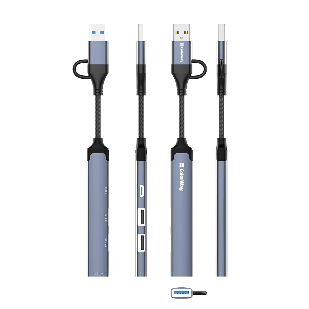 USB хаб СolorWay USB-A/USB-C 4-в-1 USB2.0х2/USB3.0/USB-C2.0 - мініатюра 6