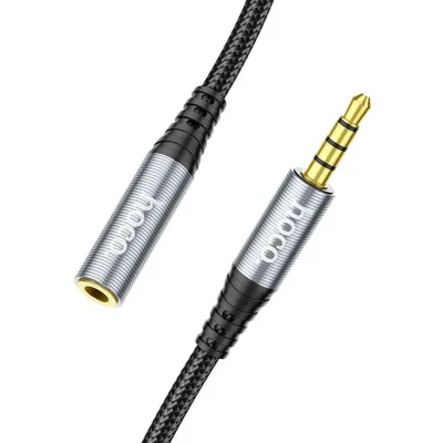 Аудiокабель HOCO UPA20 3.5mm male to 3.5mm female, nylon braid, 2m, Metal Gray - мініатюра 4