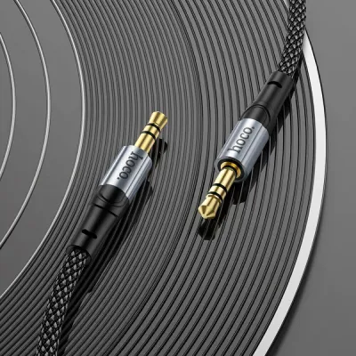 Аудiокабель HOCO UPA26 3.5mm male to 3.5mm male, nylon braid, 1m, Black - мініатюра 7