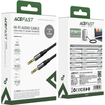 Аудіокабель ACEFAST J10 3.5mm male to 3.5mm male, nylon braid, 1m, Black - мініатюра 4