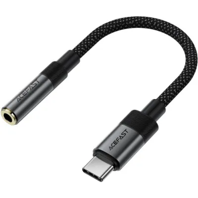 Аудіокабель ACEFAST J12 Type-C to 3.5mm female, nylon braid, 0,15m, Black - зображення 1