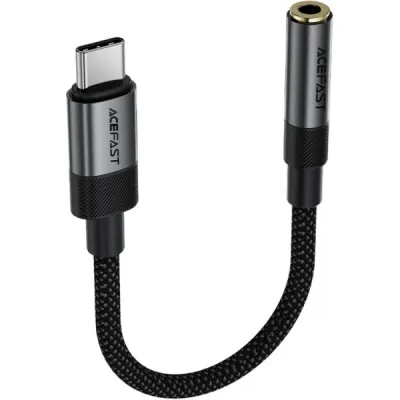 Аудіокабель ACEFAST J12 Type-C to 3.5mm female, nylon braid, 0,15m, Black - мініатюра 2