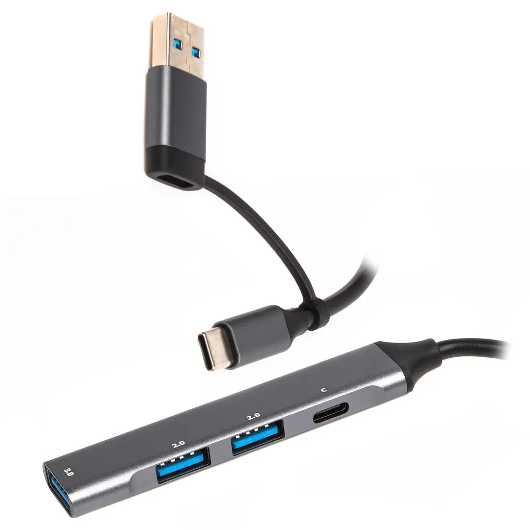 Хаб USB Maxxter 3.0 Type-C + переходник Type-A (HU3C-4P1CN-01) - зображення 1