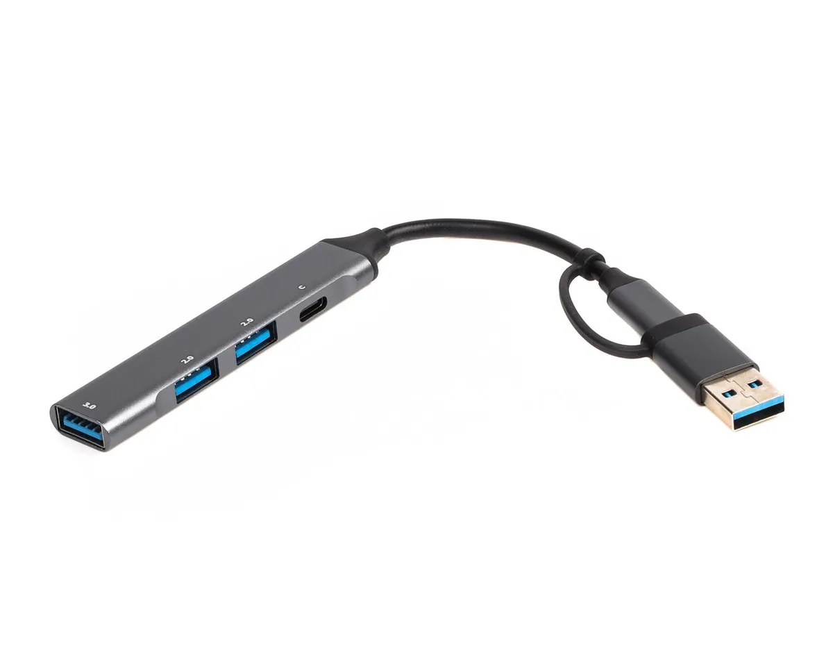 Хаб USB Maxxter 3.0 Type-C + переходник Type-A (HU3C-4P1CN-01) - мініатюра 2