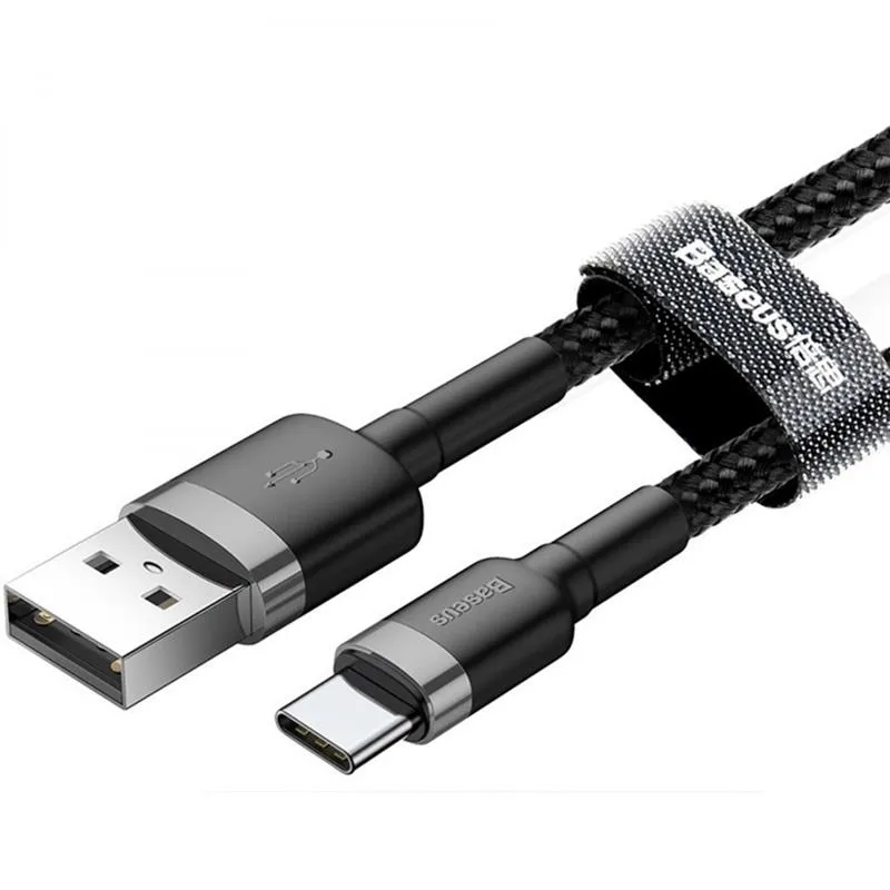 Кабель Baseus Cafule USB-USB-C, 3A, 0.5м Black/Grey (CATKLF-AG1) - зображення 1