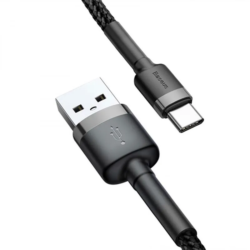 Кабель Baseus Cafule USB-USB-C, 3A, 0.5м Black/Grey (CATKLF-AG1) - мініатюра 2
