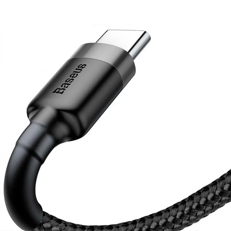 Кабель Baseus Cafule USB-USB-C, 3A, 0.5м Black/Grey (CATKLF-AG1) - мініатюра 3