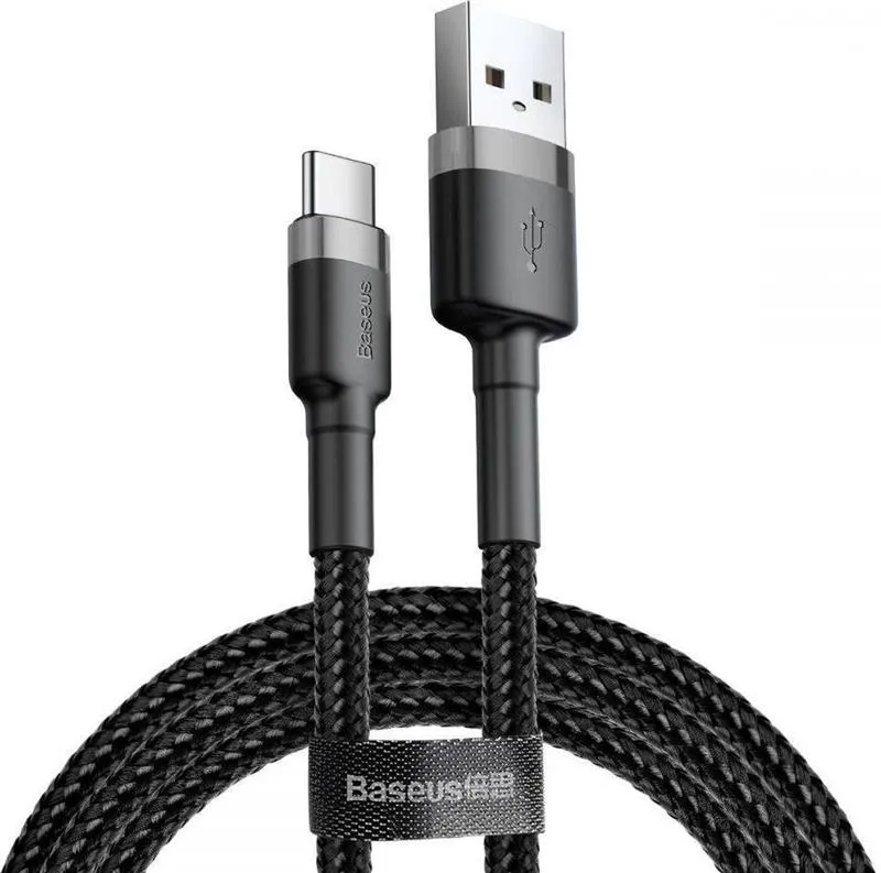 Кабель Baseus Cafule USB-USB-C, 3A, 0.5м Black/Grey (CATKLF-AG1) - мініатюра 4