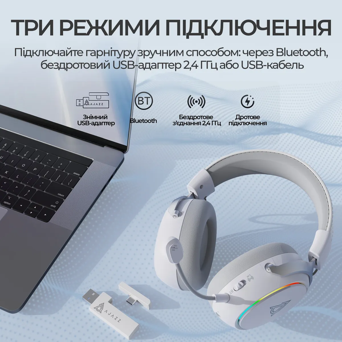 Bluetooth-гарнітура Ajazz AHM10 Max White (AHM10-MAX-W) - мініатюра 9