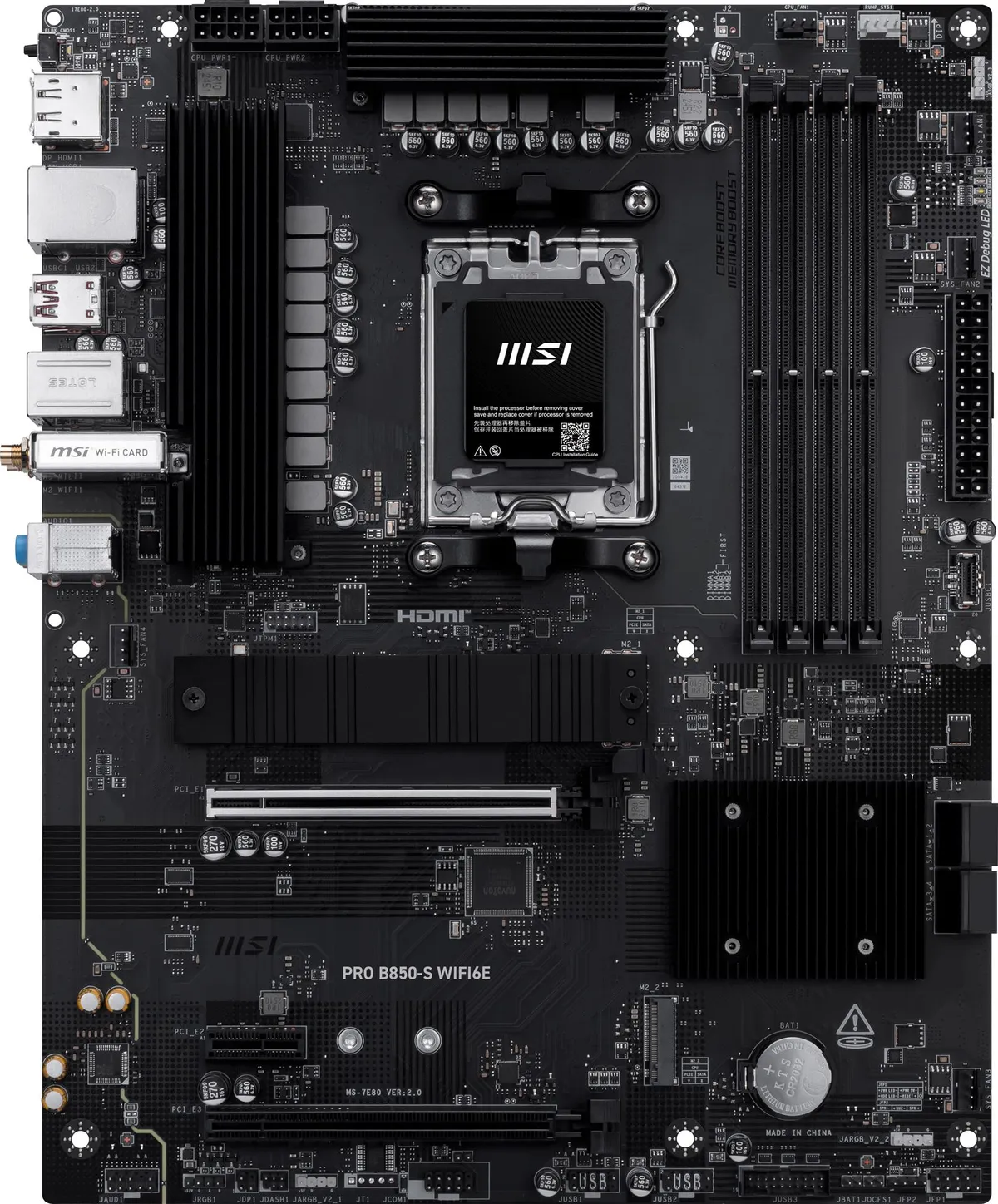 Материнська плата MSI PRO B850-S WIFI6E (sAM5, AMD B850, PCI-Ex16) - мініатюра 2