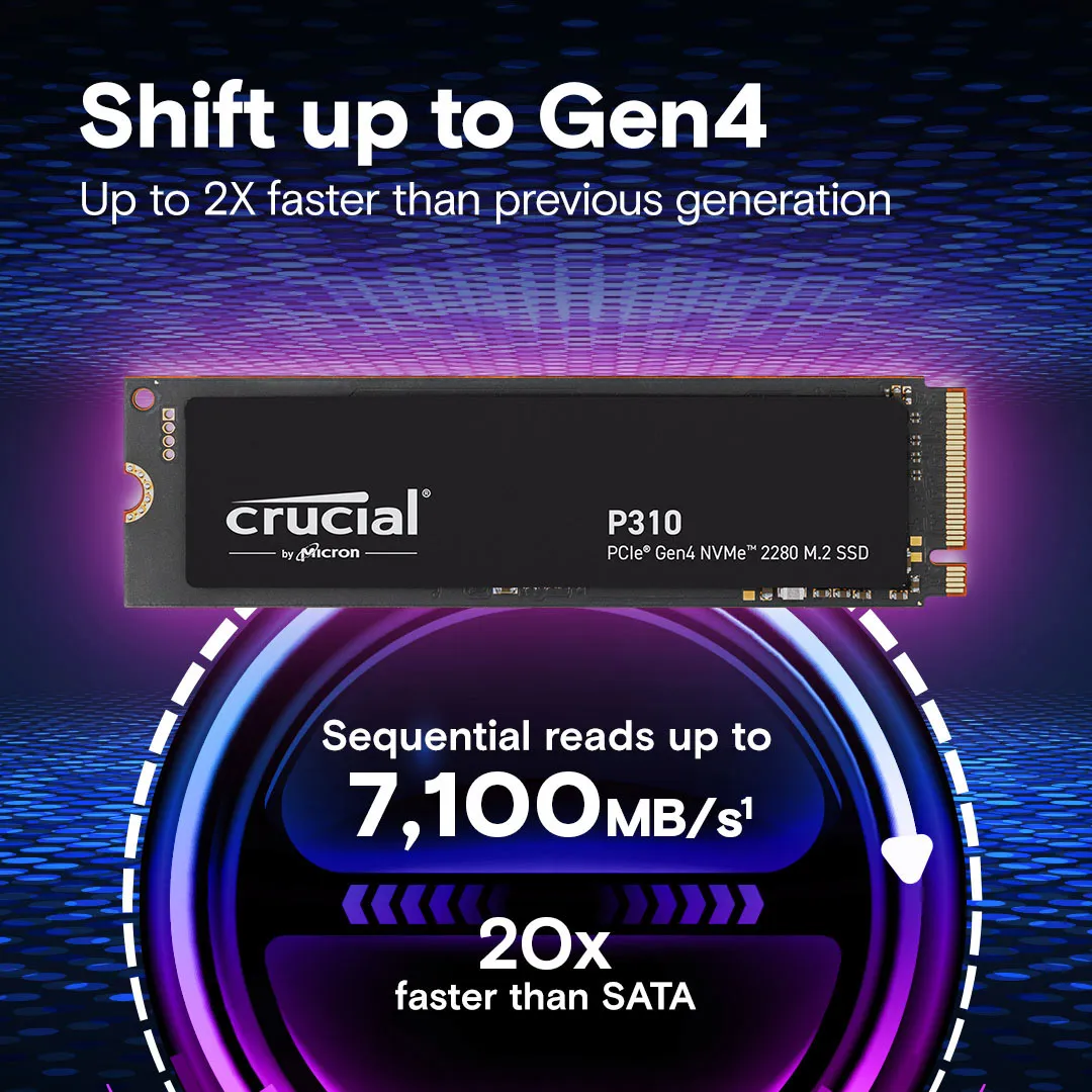 Накопичувач SSD M.2 2280 1TB P310 Micron (CT1000P310SSD8) - мініатюра 2