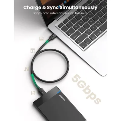 Кабель UGREEN US130 USB 3.0 A Male to Micro USB 3.0 Male Cable 0.5m (Black)(UGR-10840) - мініатюра 2