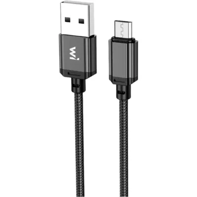 Кабель Wibrand Cobra nylon charging data cable for Micro 1m Black - зображення 1