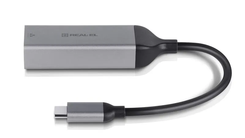 Мережевий адаптер REAL-EL CE-150 USB Type-C - RJ45 (M/F), 0.1 м, Black (EL123110004) - мініатюра 2