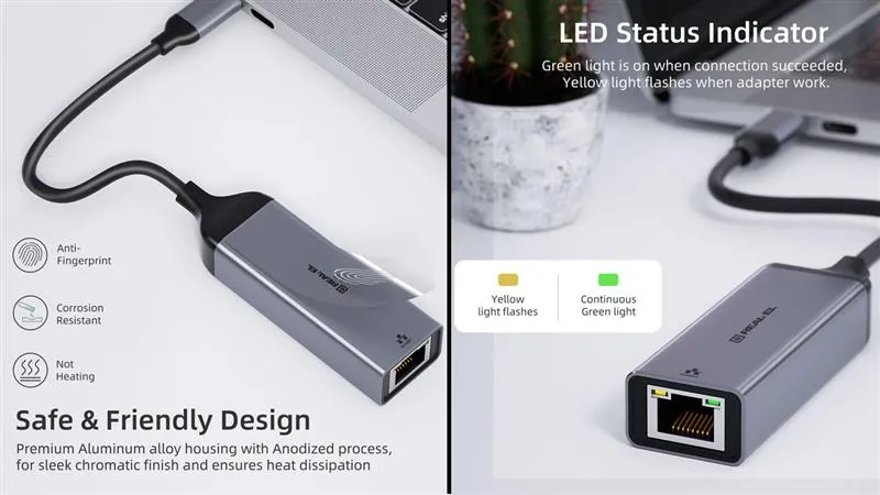 Мережевий адаптер REAL-EL CE-150 USB Type-C - RJ45 (M/F), 0.1 м, Black (EL123110004) - мініатюра 6
