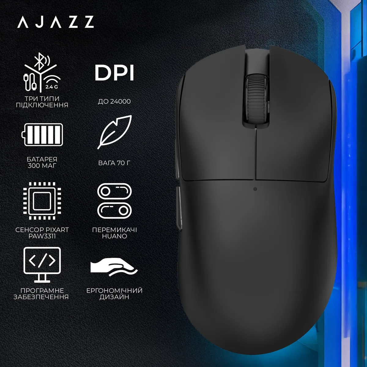 Миша бездротова Ajazz x Nacodex NJ08 MC White (NJ08-MC-W) - мініатюра 7