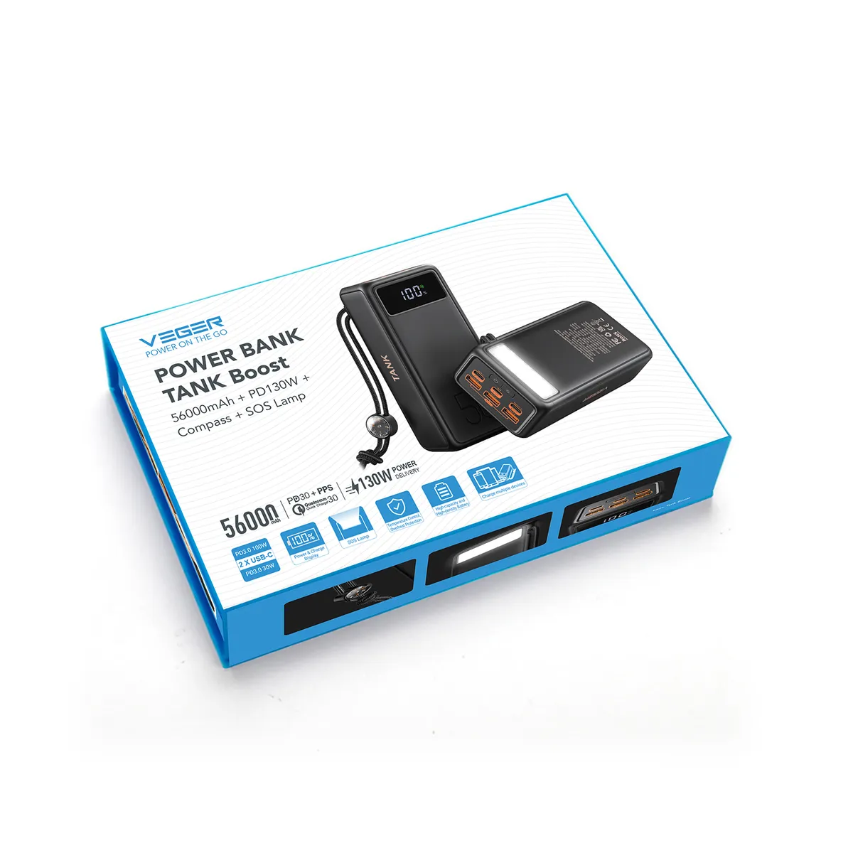 Універсальна мобільна батарея Veger W5001C 56000mAh (W5001C.black) - мініатюра 4