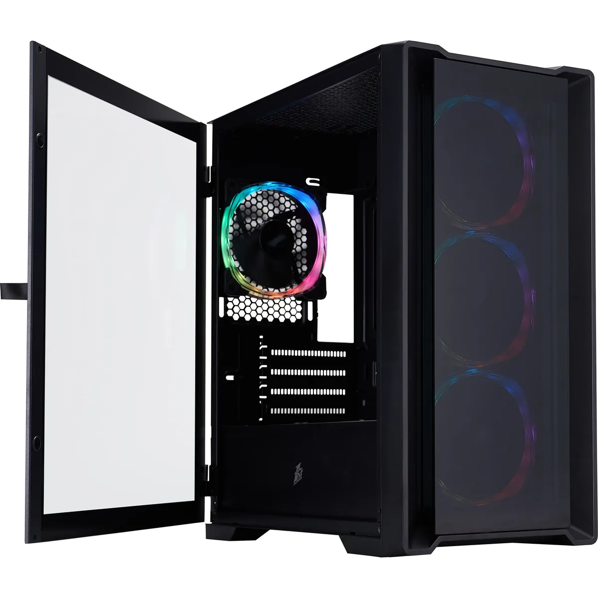 Корпус 1stPlayer T4-G-BK-4FS7 Black - зображення 1
