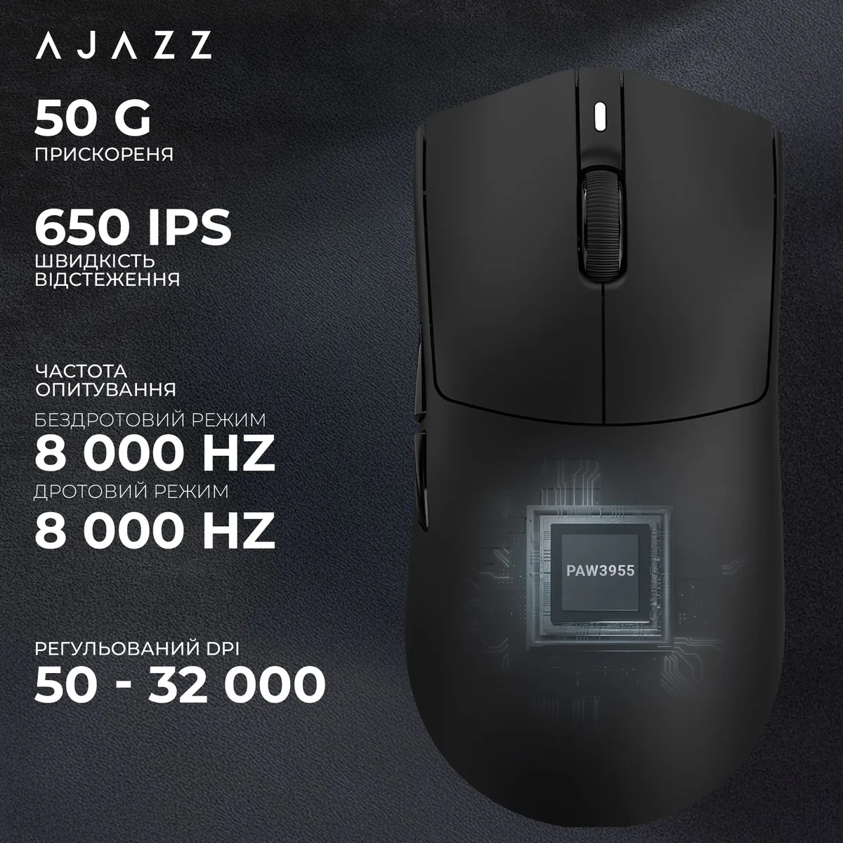 Миша бездротова Ajazz AJ139 Near Link V3 Pro+ Black (AJ139-NL-V3-PRO-B) - мініатюра 12
