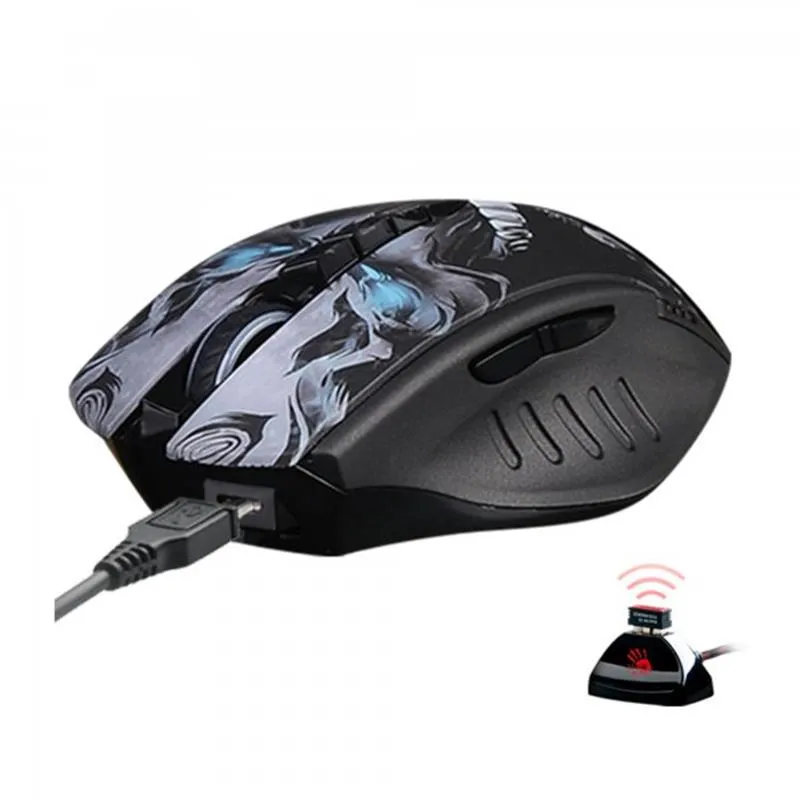 Миша бездротова Bloody R80 Plus (Skull) Black - зображення 1