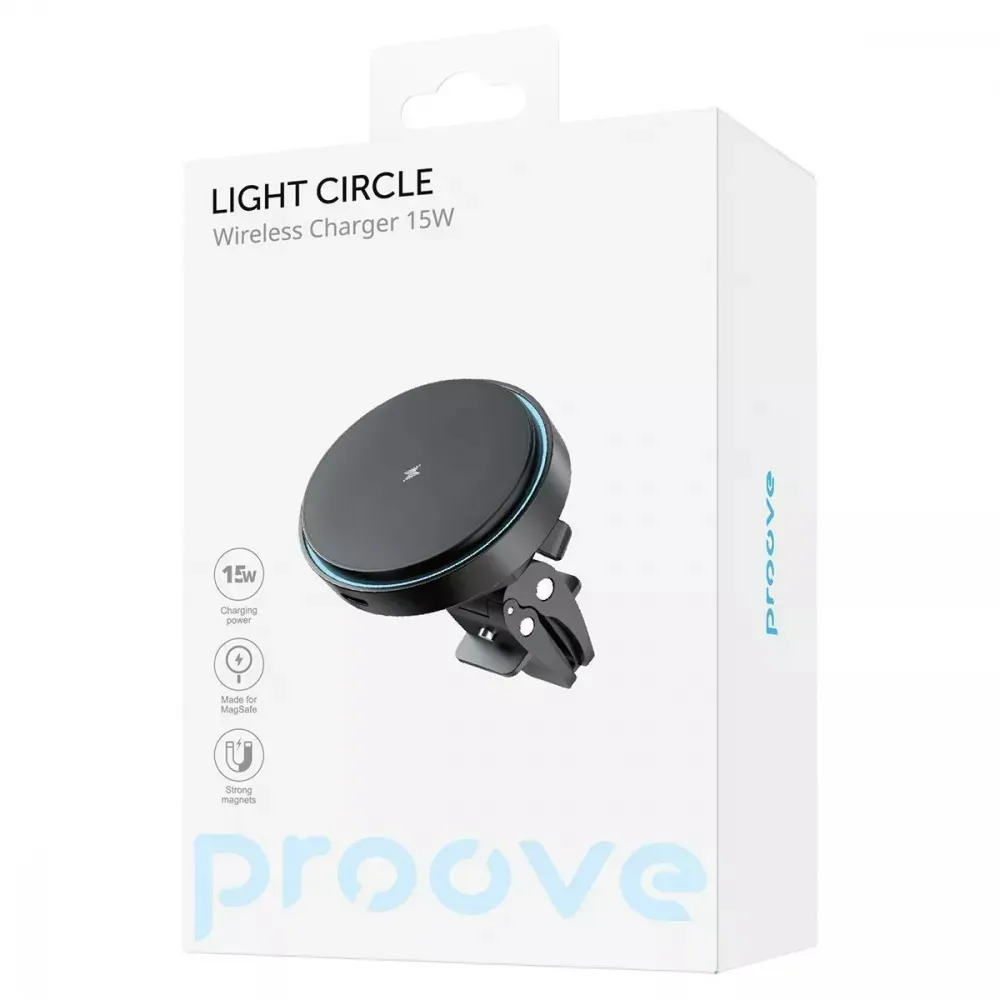 Бездротовий зарядний пристрій Proove Light Circle 15W Black (WHLC15010001) - мініатюра 5