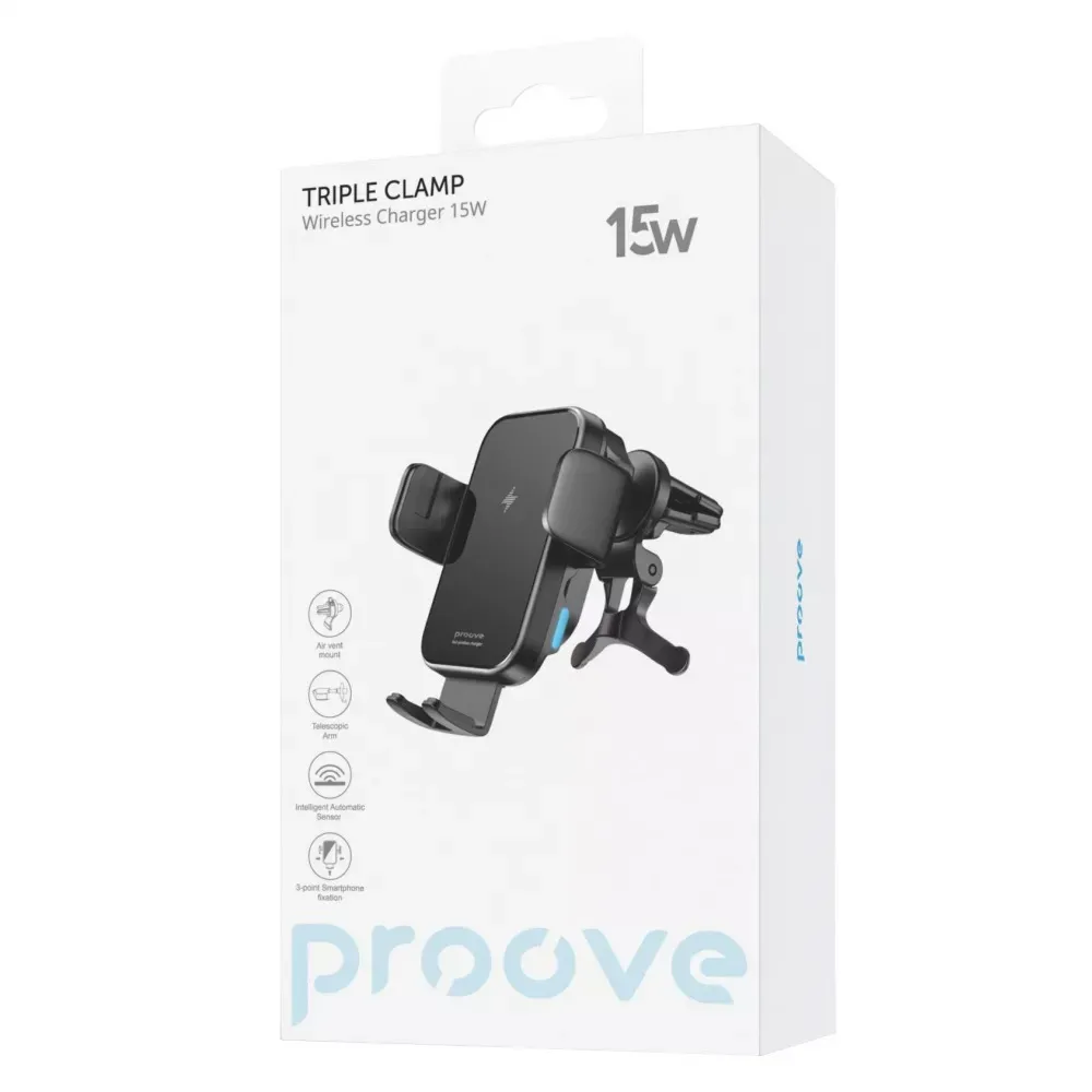 Бездротовий зарядний пристрій Proove Triple Clamp 15W Black (WHTC15010001) - мініатюра 5
