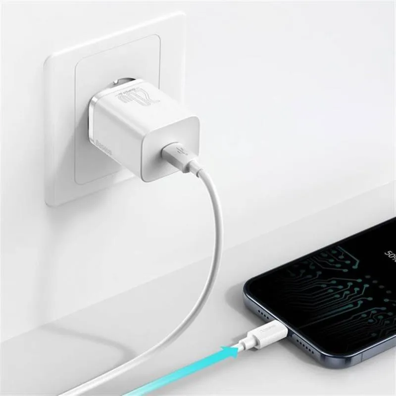 Мережевий зарядний пристрій Baseus Super Si Quick Charger (1USBx3A) White (TZCCSUP-B02) + кабель Lightning - мініатюра 6