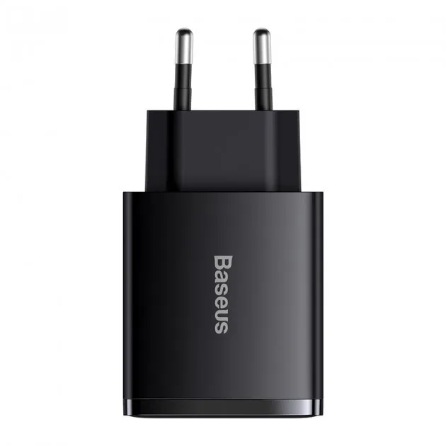 Мережевий зарядний пристрій Baseus Compact Quick Charger 30W QC+ PD (1Type-C + 2USB) Black (CCXJ-E01) - зображення 1