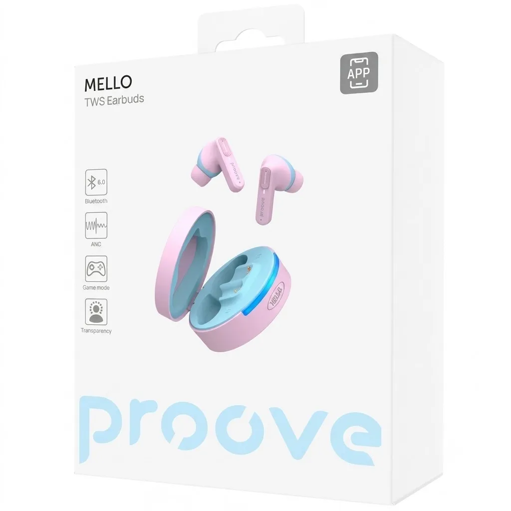 Bluetooth-гарнітура Proove Mello TWS with ANC (APP) Cotton Candy (TWML0001AP24) - мініатюра 4