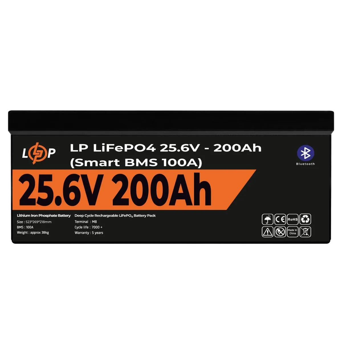 Акумулятор LP LiFePO4 24V (25,6V) - 200 Ah (5120Wh) (Smart BMS 100А) с BT пластик Уцінка - мініатюра 2
