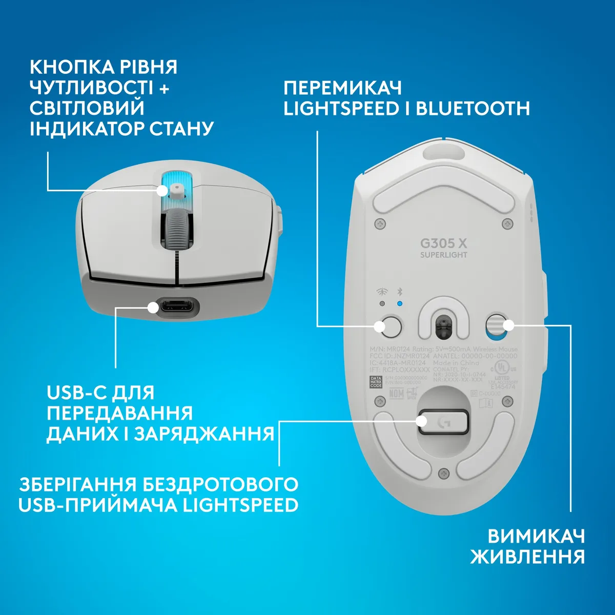 Миша бездротова Logitech G305 Superlight White (910-007747) - мініатюра 10
