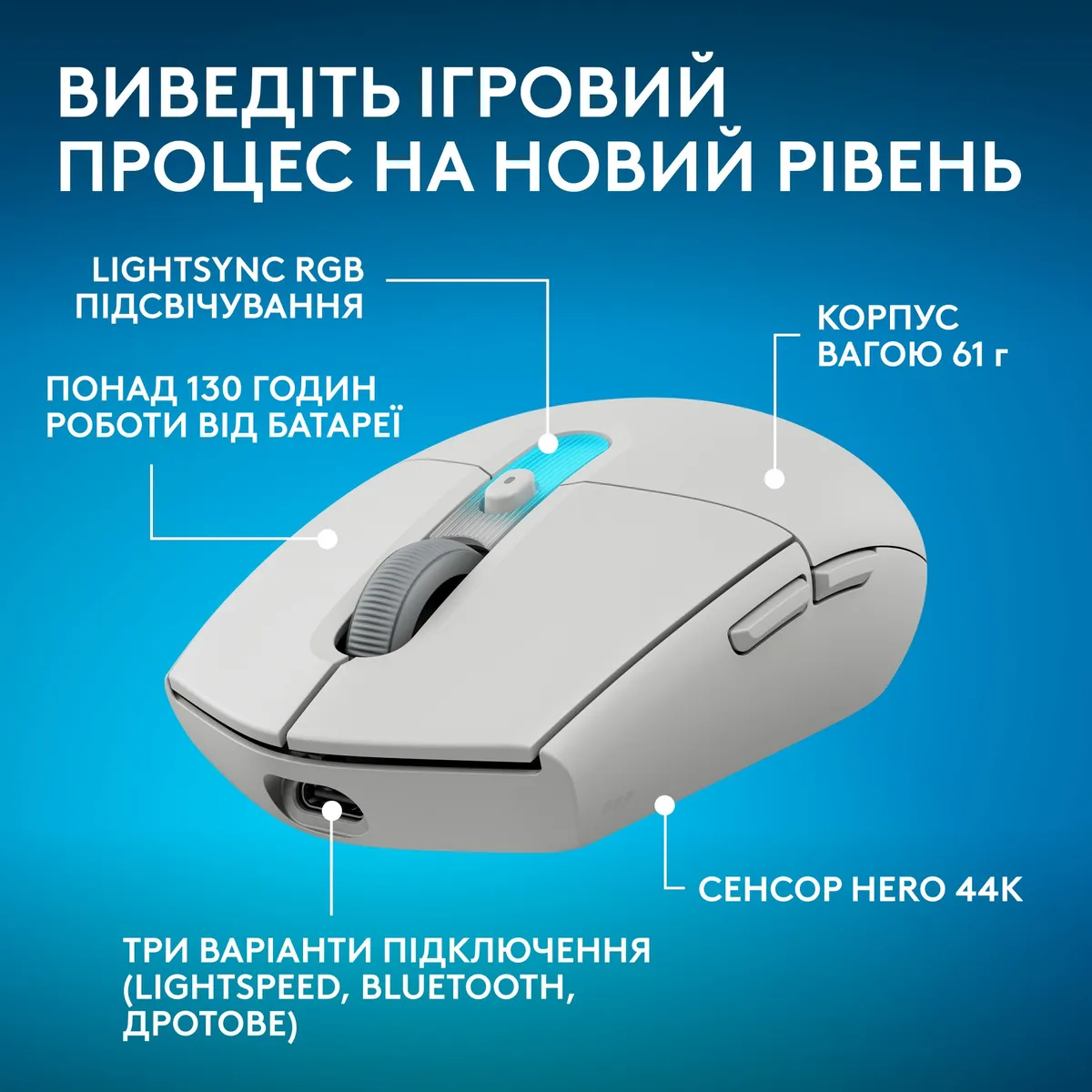 Миша бездротова Logitech G305 Superlight White (910-007747) - мініатюра 2