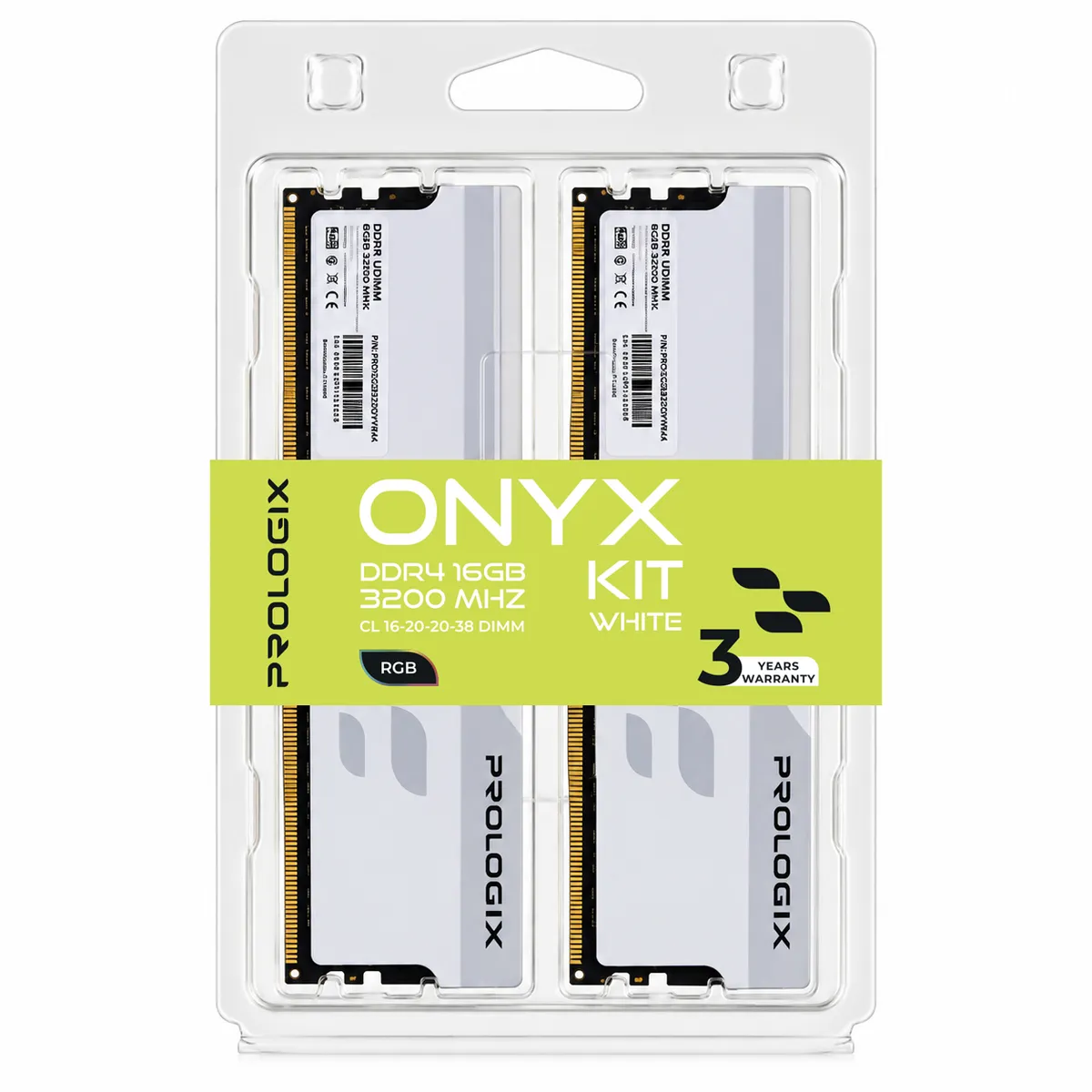 Модуль пам`ятi DDR4 2x8GB/3200 Prologix Onyx White RGB (PRO16GB3200YWR4K) - мініатюра 4