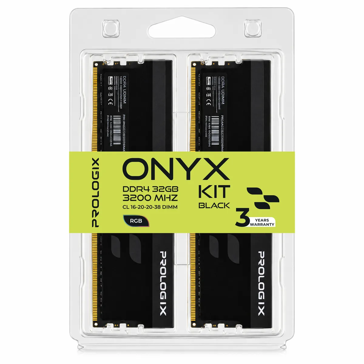 Модуль пам`ятi DDR4 2x16GB/3200 Prologix Onyx Black RGB (PRO32GB3200YBR4K) - мініатюра 4