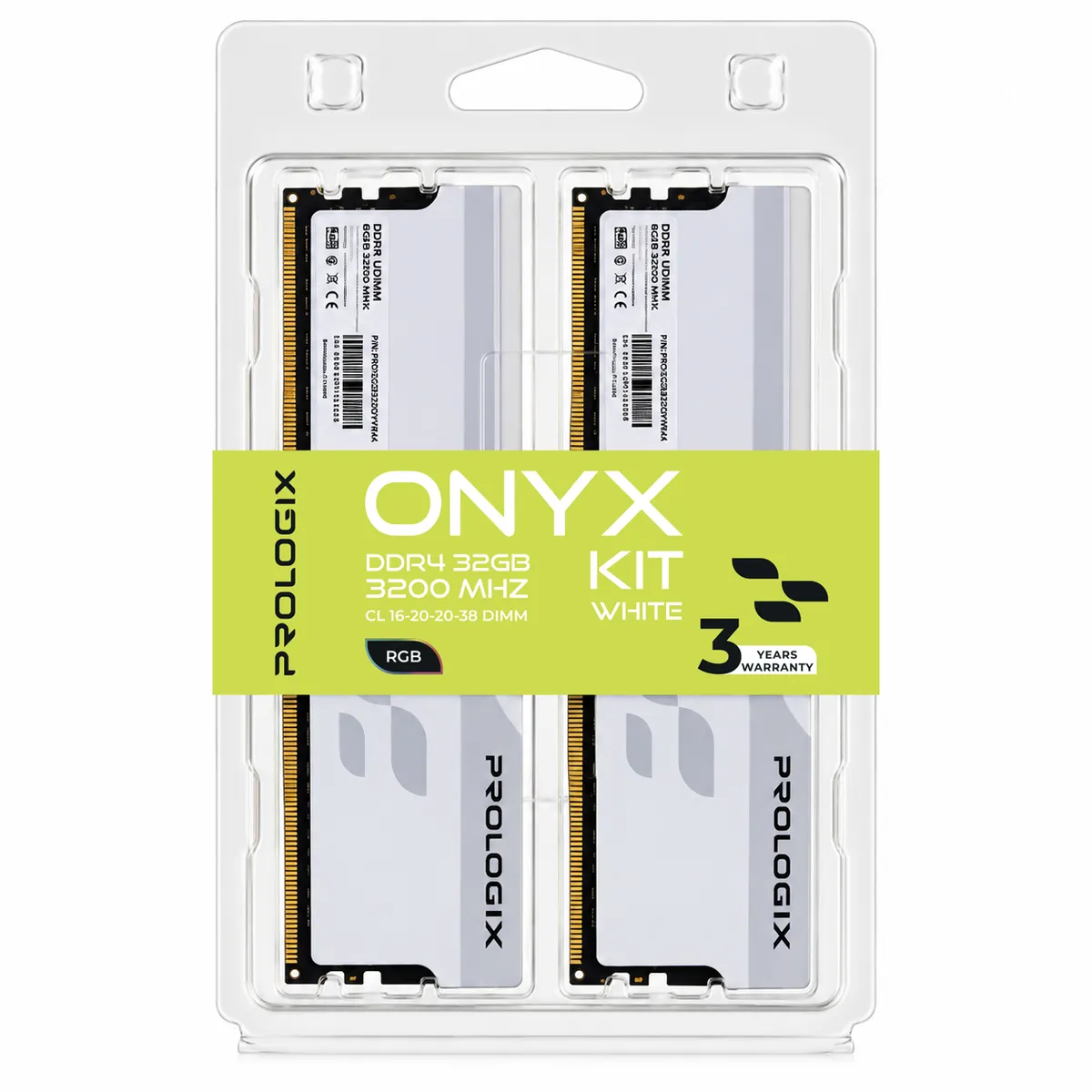 Модуль пам`ятi DDR4 2x16GB/3200 Prologix Onyx White RGB (PRO32GB3200YWR4K) - мініатюра 4