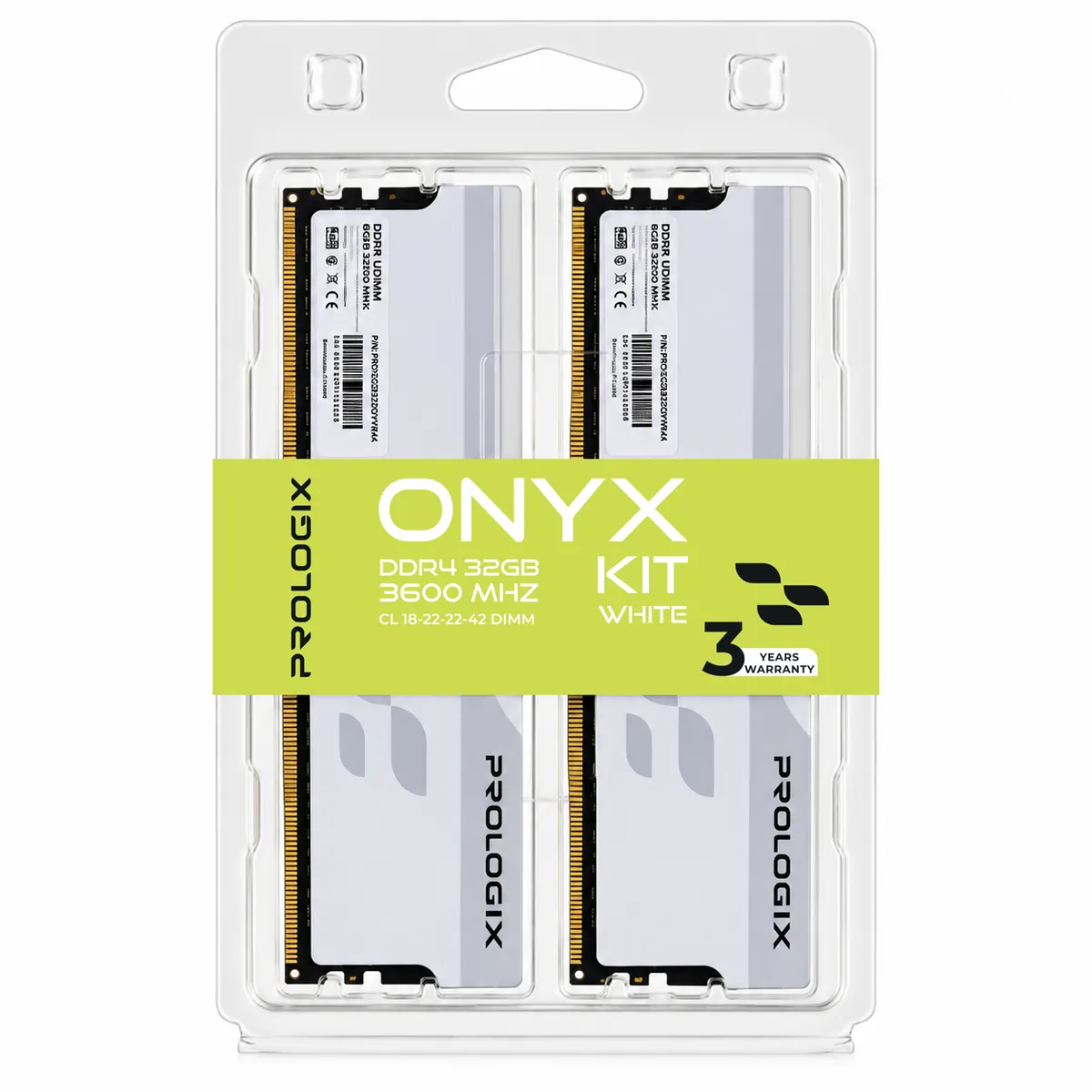 Модуль пам`ятi DDR4 2x16GB/3600 Prologix Onyx White (PRO32GB3600YW4K) - мініатюра 4