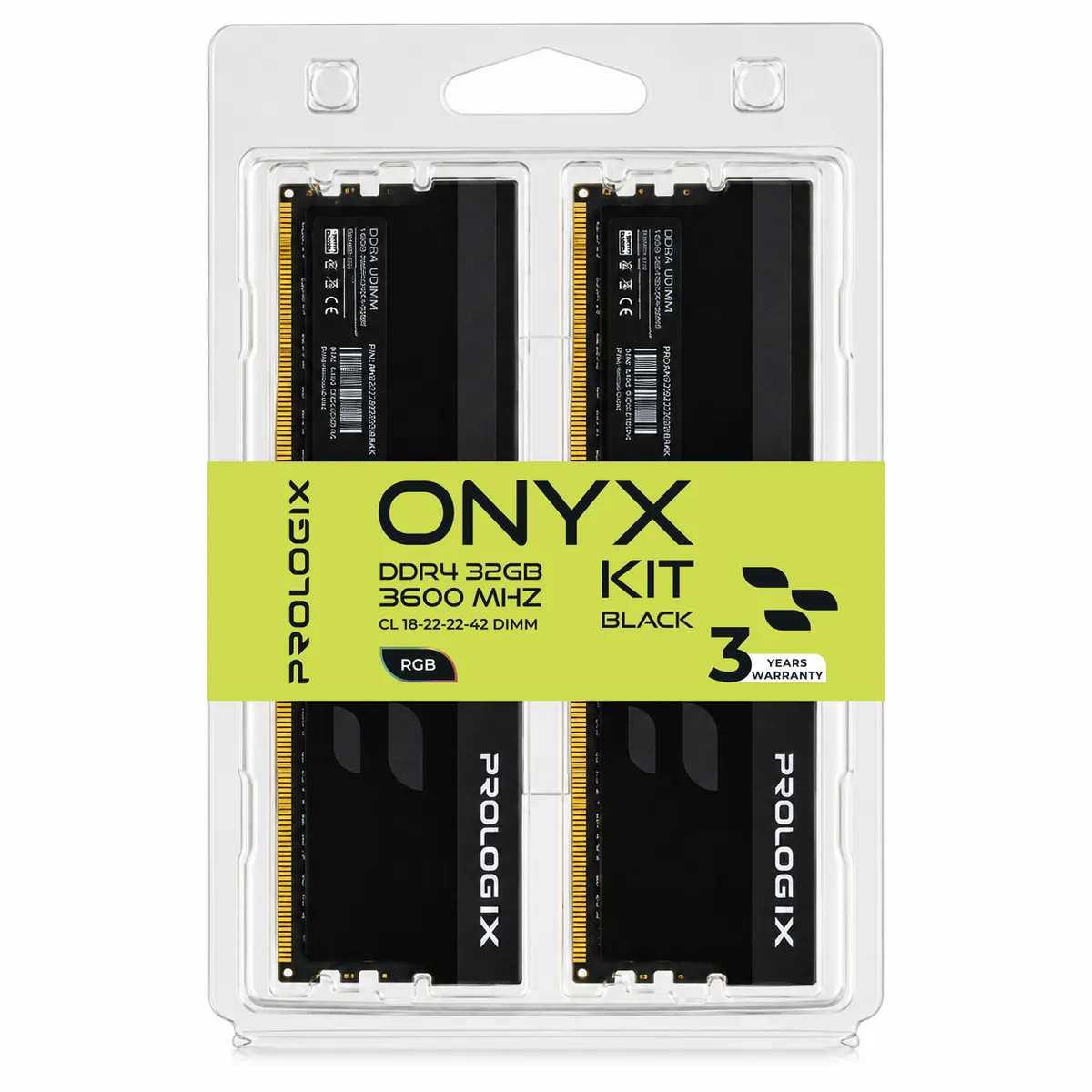 Модуль пам`ятi DDR4 2x16GB/3600 Prologix Onyx Black RGB (PRO32GB3600YBR4K) - мініатюра 4