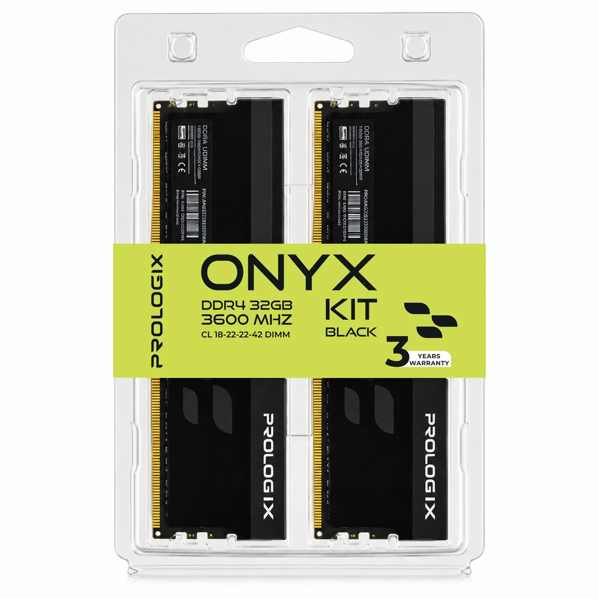 Модуль пам`ятi DDR4 2x16GB/3600 Prologix Onyx Black (PRO32GB3600YB4K) - мініатюра 4
